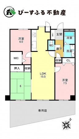 貝塚市加治、マンションの間取り画像です