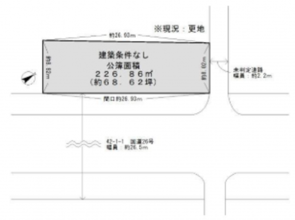泉佐野市南中安松、土地の間取り画像です