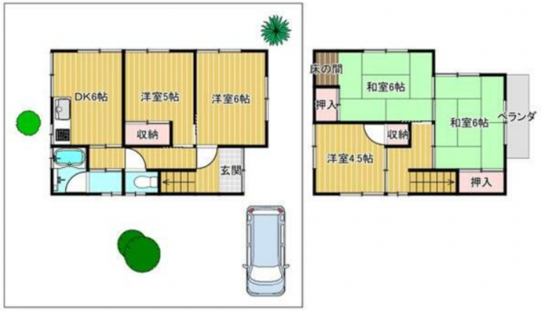 泉佐野市新安松、中古一戸建ての間取り画像です