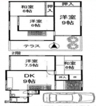 泉佐野市鶴原、中古一戸建ての間取り画像です