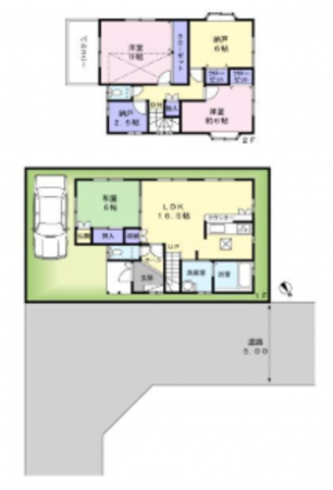 泉佐野市南中安松、中古一戸建ての間取り画像です