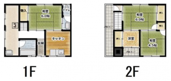 泉佐野市新安松、中古一戸建ての間取り画像です