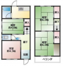 泉佐野市湊、中古一戸建ての間取り画像です