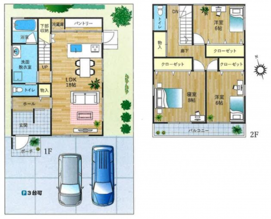 泉佐野市下瓦屋、新築一戸建ての間取り画像です