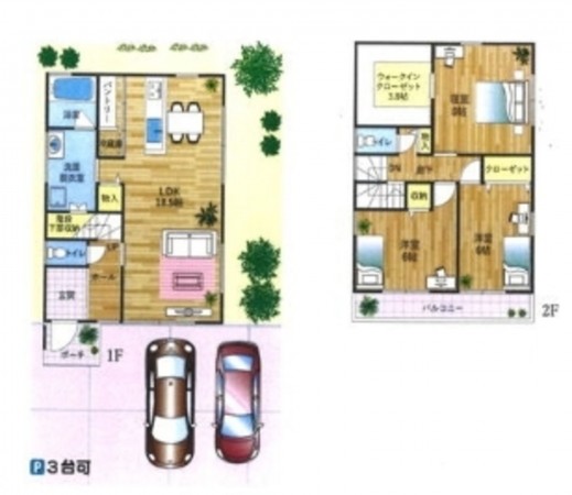 泉佐野市下瓦屋、新築一戸建ての間取り画像です