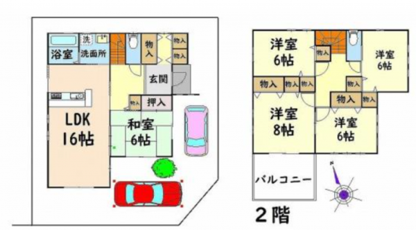 泉佐野市日根野、中古一戸建ての間取り画像です