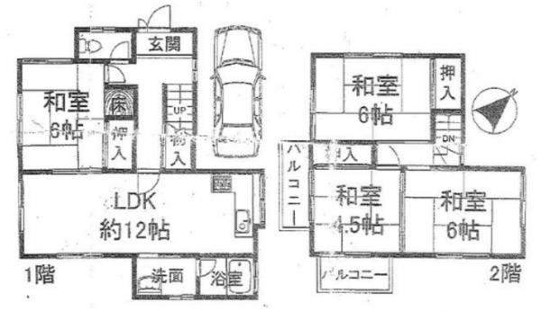 泉佐野市湊、中古一戸建ての間取り画像です