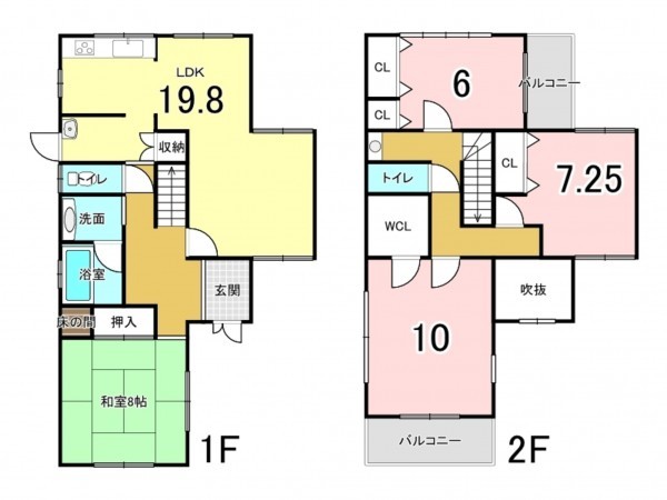 泉佐野市泉ケ丘、中古一戸建ての間取り画像です