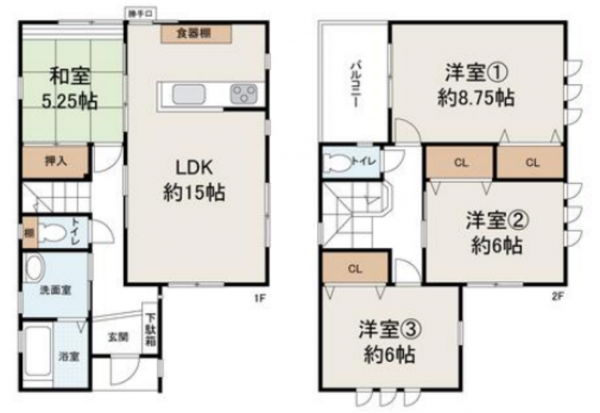 泉佐野市長滝、中古一戸建ての間取り画像です