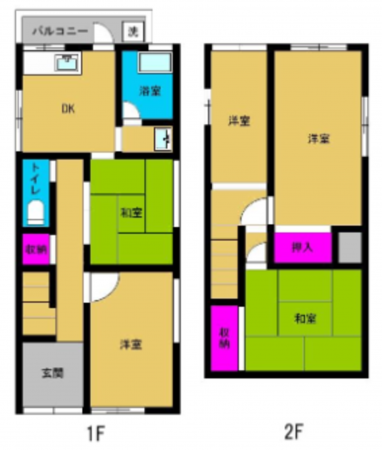 泉佐野市下瓦屋、中古一戸建ての間取り画像です