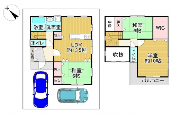 泉佐野市東羽倉崎町、中古一戸建ての間取り画像です
