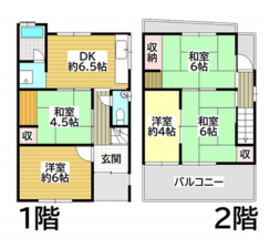 泉佐野市南中安松、中古一戸建ての間取り画像です