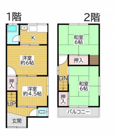 泉佐野市下瓦屋、中古一戸建ての間取り画像です
