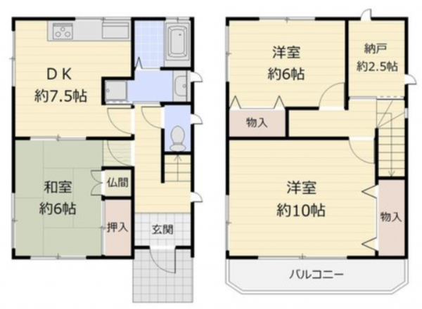 泉佐野市下瓦屋、中古一戸建ての間取り画像です