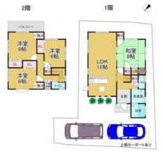 泉佐野市上町、中古一戸建ての間取り画像です