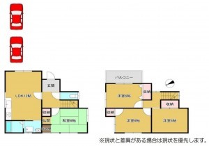 泉佐野市葵町、中古一戸建ての間取り画像です
