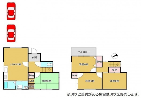 泉佐野市葵町、中古一戸建ての間取り画像です