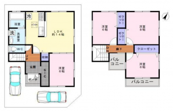 泉佐野市下瓦屋、中古一戸建ての間取り画像です