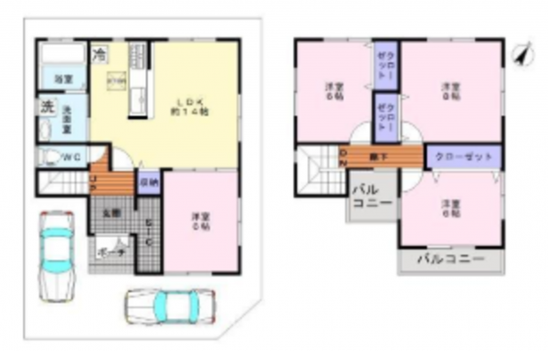 泉佐野市下瓦屋、中古一戸建ての間取り画像です