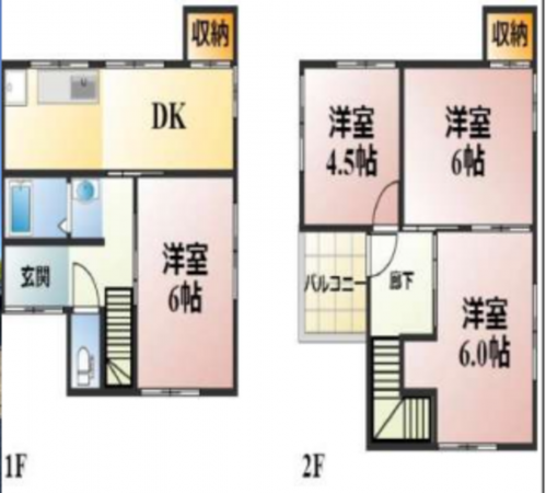 泉佐野市下瓦屋、中古一戸建ての間取り画像です