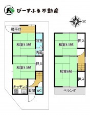 泉佐野市鶴原、中古一戸建ての間取り画像です