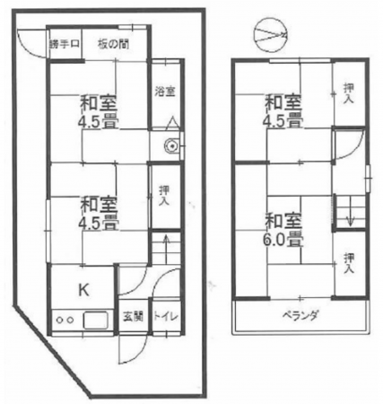 泉佐野市鶴原、中古一戸建ての間取り画像です