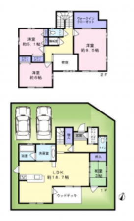 泉佐野市中庄、中古一戸建ての間取り画像です