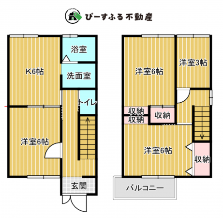 泉佐野市鶴原、中古一戸建ての間取り画像です