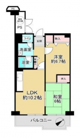 泉佐野市下瓦屋、マンションの間取り画像です