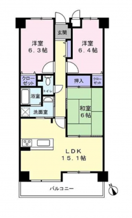 泉佐野市高松西、マンションの間取り画像です