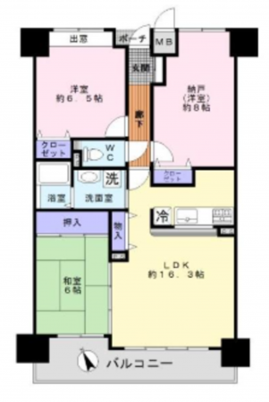 泉佐野市高松西、マンションの間取り画像です