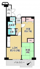 泉佐野市下瓦屋、マンションの間取り画像です