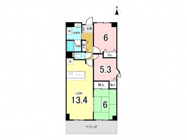 泉佐野市泉ケ丘、マンションの間取り画像です