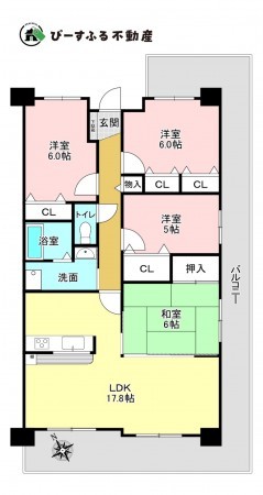 泉佐野市鶴原、マンションの間取り画像です