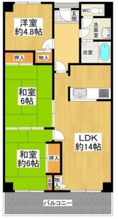 泉佐野市羽倉崎、マンションの間取り画像です