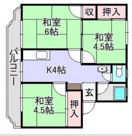 泉佐野市下瓦屋、マンションの間取り画像です