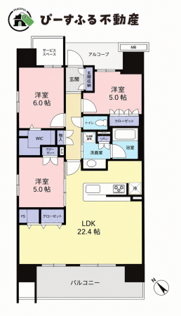 泉佐野市日根野、マンションの間取り画像です