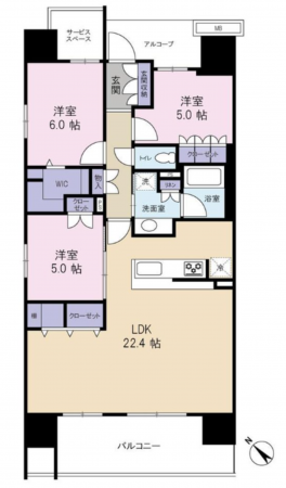 泉佐野市日根野、マンションの間取り画像です