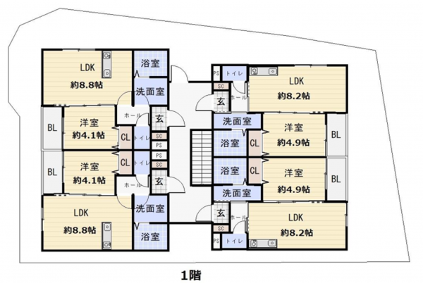 泉佐野市元町、収益物件/アパートの間取り画像です
