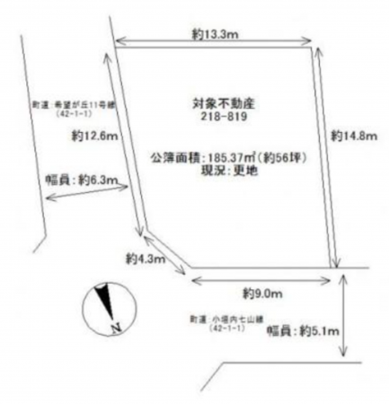 泉南郡熊取町希望が丘、土地の間取り画像です