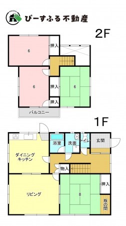 泉南郡熊取町山の手台、中古一戸建ての間取り画像です