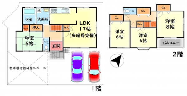 泉南郡熊取町七山東、中古一戸建ての間取り画像です