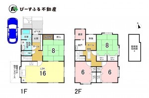 泉南郡熊取町新野田、中古一戸建ての間取り画像です
