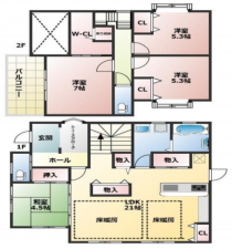 泉南郡熊取町大宮、中古一戸建ての間取り画像です