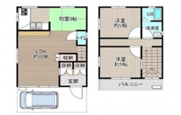 泉南郡熊取町、中古一戸建ての間取り画像です