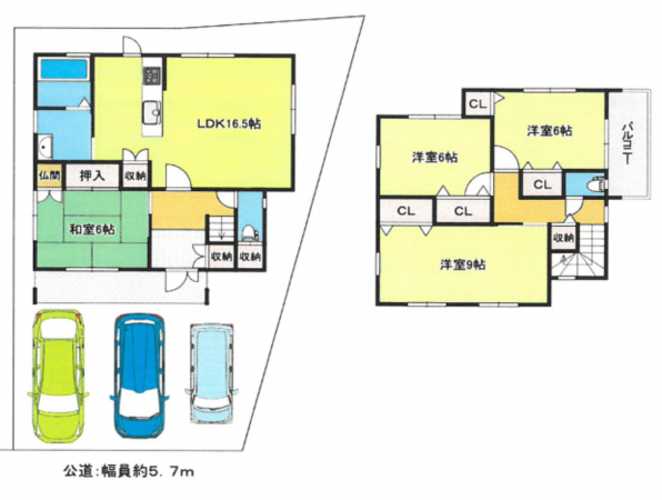 泉南郡熊取町七山東、中古一戸建ての間取り画像です