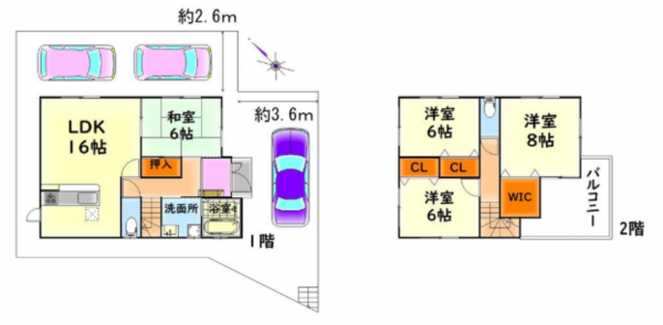 泉南郡熊取町朝代西、中古一戸建ての間取り画像です