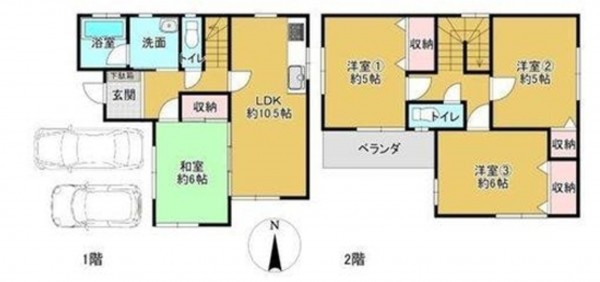 泉南郡熊取町朝代西、中古一戸建ての間取り画像です