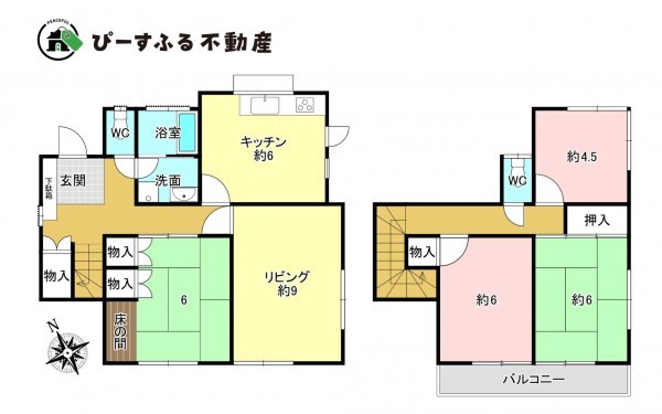 泉南郡熊取町山の手台、中古一戸建ての間取り画像です