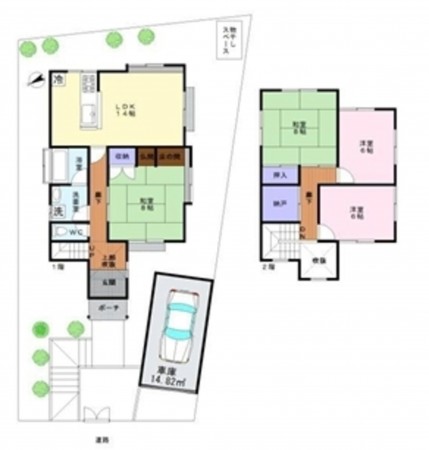 泉南郡熊取町若葉、中古一戸建ての間取り画像です